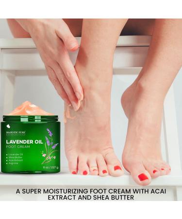 MAJESTIC PURE Lavender Oil Foot Cream - Softens & Moisturizes Dry Cracked Skin - 8 oz - Buy Online on GoSupps.com