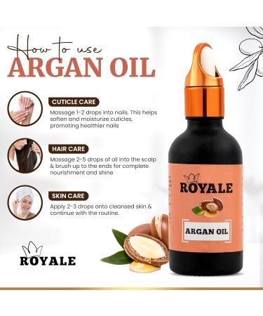 Royale Argan Oil: Cold-Pressed Vegan-Friendly Essential Moisturizing Oil for Healthy Hair & Glowing Skin 50ml - Buy Online on GoSupps.com
