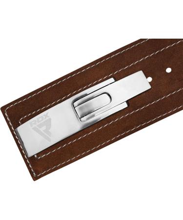 RDX 4 Weight Lever Buckle Leather Belt - 10mm Approved IPL UPA | Powerlifting & Strength Training Gym Belt for Men | Adjustable 10 Holes - Brown & White - Buy Online on GoSupps.com
