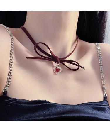 Oralgos Elegant Heart Necklace | Vintage Collarbone Chain & Choker | Fashion Jewelry in PU Alloy - International Shipping - Buy Online on GoSupps.com