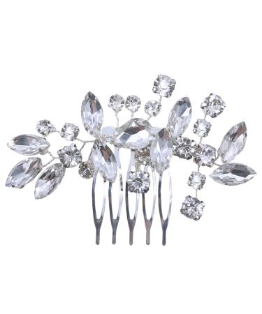 Bridal Wedding Hair Clip Comb Handmade Rhinestone Hair Clip HeadPieces for Women Bridal Headpiece Hair Accessories Bridal Hair Accessories for Women and Girls (Rhinestone Hair Comb) (Silver)