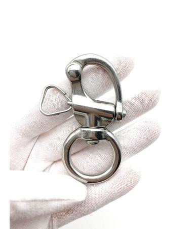 QIANJIEER Swivel Ring Quick Release Shackle - 316 Stainless Steel Ring Snap Shackle, 2.55", Load Capacity 595LBS, Silver