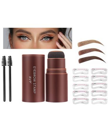 Eyebrow stamp stencil kit  brow stamp  brow stamp and shaping kit  Eyebrow Stamp and Eyebrow Stencil Kit  with 10 Reusable Eyebrow Stencil and 2 Eyebrow Brushes (02Natural Brown)