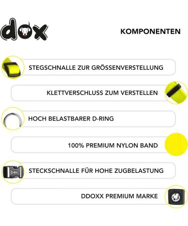 DDOXX Nylon Step-In Dog Harness - Adjustable Yellow Puppy Harness for All Sizes - L (65-99 cm) | International Shipping Available - Buy Online on GoSupps.com