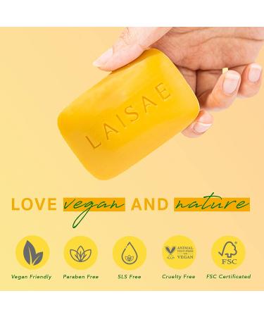 LAISAE Turmeric Brightening Soap for Face & Body - Shea Butter, Acne Scars, Dark Spots, Uneven Skin Tone - Vegan, Cruelty-Free - 3.52 oz (2 Bars) - Buy Online on GoSupps.com