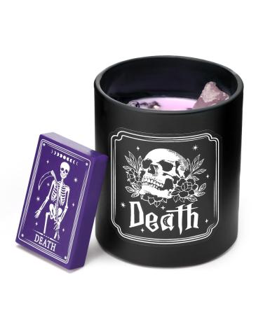 Tuitessine Tarot Candle with Crystals Death Scented Candle for Witchcraft Meditation Astrology Stress Relief Gift for Women Christmas Halloween and Spiritual Occasions