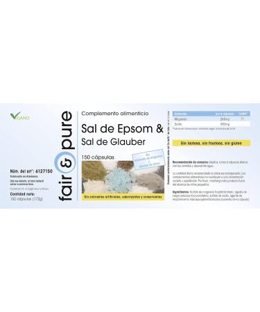 SoMatEm Fair & Pure Epsom salt & Glauber salt magnesium sulphate and sodium sulphate vegan 150 capsules without magnesium stearate - Buy Online on GoSupps.com