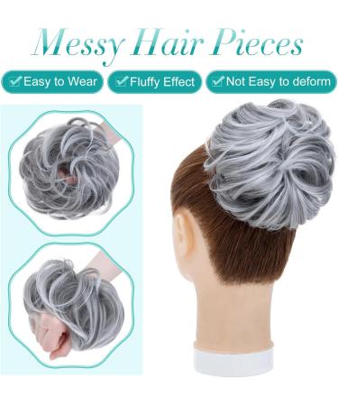 S-Noilite Dark Grey Hair Scrunchies for Women - Thick Messy Bun Chignons Ponytail Extensions - Buy Online on GoSupps.com
