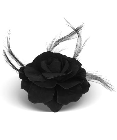 Molain 1 PC Hair Clip Hairpin Flowers Mesh Large Rose Bow Brooch Crochet Knitted Claw Barrettes Fabric Feather Exquisite Floral Hair Styling Party Accessory Women Girls
