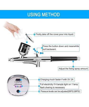Autolock Upgraded Airbrush Kit with Air Compressor Portable Cordless Auto Airbrush Gun Kit Rechargeable Handheld Airbrush Set for Makeup Cake Decor Model Coloring Nail Art Tattoo - Buy Online on GoSupps.com