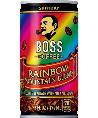 BOSS Coffee by Suntory  Rainbow Mountain Blend Japanese Flash Brew Coffee, 6oz 12 Pack, Imported from Japan, Espresso Doubleshot, Ready to Drink, Contains Milk, No Gluten