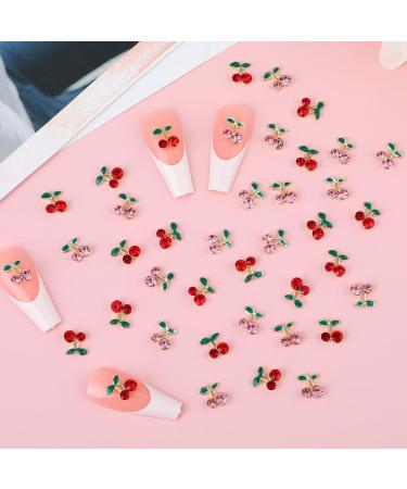 40 Pcs Tiesome Cherry Nail Charms - 3D Rhinestone Nail Art Decorations for DIY Manicure & Jewelry Accessories - Buy Online on GoSupps.com