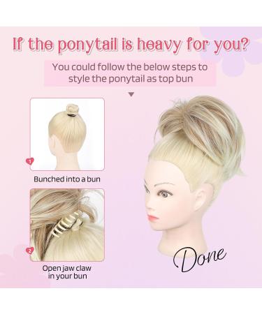 Buy HOOJIH Messy Bun Hair Piece - 9 Inch Claw Clip Ponytail Extension with Bendable Wire - Medium Brown with Blonde Highlights - Perfect for DIY Hairstyles - Buy Online on GoSupps.com