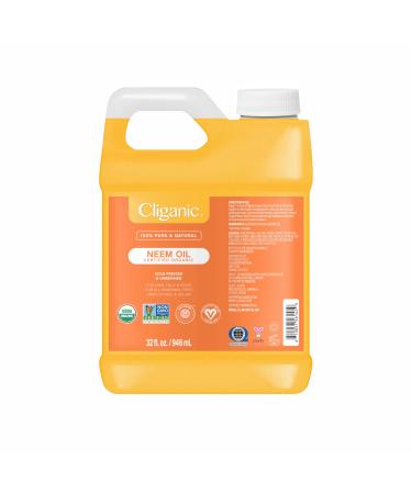 Cliganic Organic Neem Oil Bulk 32oz Jug for Face, Skin & Plants - 100% Pure | Natural Cold Pressed Non-GMO 32 Fl Oz (Pack of 1)