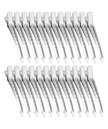 24 Pcs Duck Bill Hair Clips  Hair Clips for Women Styling Sectioning  BetyBedy 3.5 Inches Metal Alligator Curl Clips Hair Pins for Hair Styling  Hair Coloring  Thick Hair Roller (Silver)