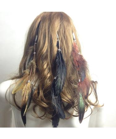 Fodat Set of 3 Handmade Boho Hippie Hair Extensions - Feather Clip Comb Headdress Hairpin DIY Accessories for Women - Buy Online on GoSupps.com