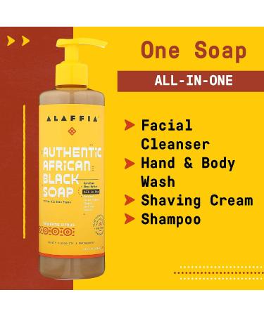 Alaffia Authentic African Black Soap - Tangerine Citrus 16 fl oz | Natural Skincare - Buy Online on GoSupps.com