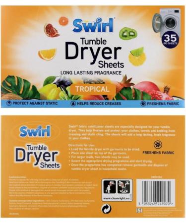 Swirl 3 pack Tumble Dryer Sheets - 35 Lavender - 35 Tropical - 35 Spring - Total 105 Sheets + 2 Wool Dryer Balls - All you need Kit - Buy Online on GoSupps.com