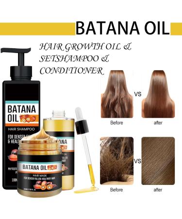 Batana Oil for Hair Care Set Organic Batana Oil for Healthy Hair Batana Oil Shampoo and Conditioner Natural Hair Growth Oil Effective Against Regional Alopecia Soothe Scalp - Buy Online on GoSupps.com