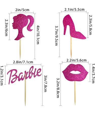 28 Pcs Glitter Hot Pink Princess Cupcake Toppers-Doll Head Lip High Heel-Cupcake Topper Cake Topper for Girls Birthday Party Decorations - Buy Online on GoSupps.com