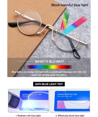 Buy Koosufa Round Reading Glasses with Blue Light Filter - Ultra-Light Retro Metal Design for Men & Women - Anti-Fatigue Visual Aid - Various Thickness Options Available - Buy Online on GoSupps.com