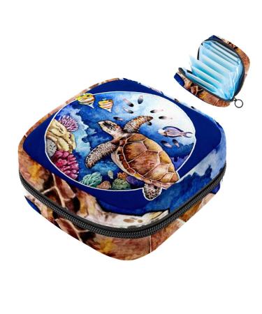 Sea turtle Fish and coral ladies bandage Storage bagshore Portable period pocket for women teenage girls menstrual cup pocket silent pad holder