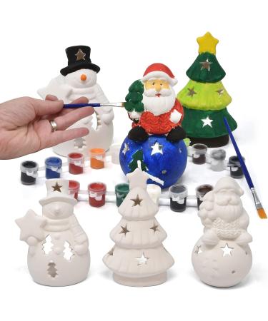 Christmas Ceramic Figurine Paint Kit - Set of 6 Unpainted Ceramics for Kids Art Project | Holiday Party Decoration & Keepsake | Includes Paint & Brushes - Buy Online on GoSupps.com