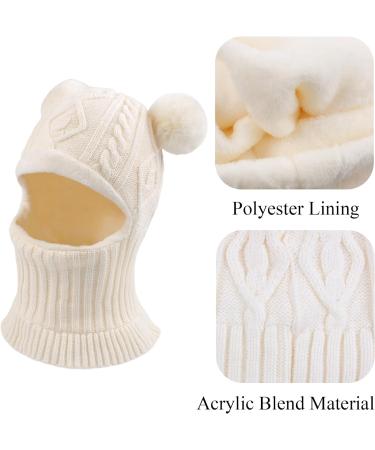 XIAOHAWANG Winter Baby Hood Hat with Fleece Lining and Earflaps - White Pompom | for Toddler Boys and Girls 6-24 Months - Buy Online on GoSupps.com