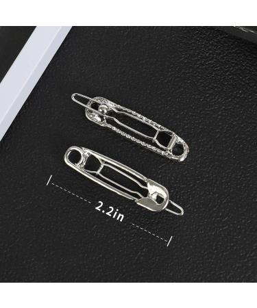 15 Pcs Safety Pin Shape Hair Clips Set - Silver Hair Pins for Goth Hairdressing & Styling - Buy Online on GoSupps.com