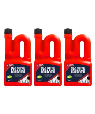 Spear & Jackson Multi-Purpose Sink & Drain Unblocker 3 x 750 ml Clears Blocked Drains 2 Doses per Bottle - Buy Online on GoSupps.com