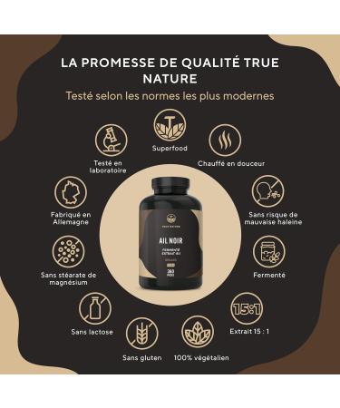 Fermented Black Garlic - 22500mg/day extra concentrated (15:1) - 360 Capsules Vegan - Immunity Heart Health & Blood Circulation - S-Allylcysteine - Without: Additives Gluten&Lactose - TRUE NATURE - Buy Online on GoSupps.com