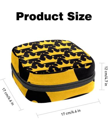 Golden Royal Crown Pattern Black Sanitary Napkin & Menstrual Cup Storage Bag - Portable Period Pouch for Women & Girls - Multicolored 1 Piece - Buy Online on GoSupps.com