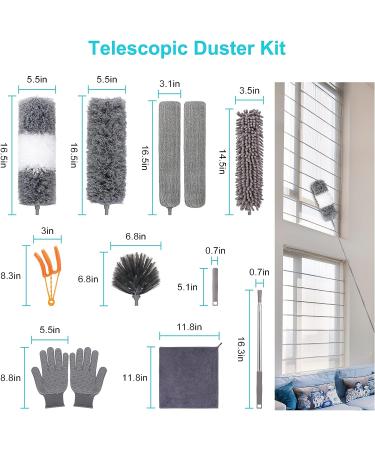 12pcs Microfiber Dusters with Extension Pole | Washable & Bendable | Extendable Feather Duster for Cleaning High Ceiling, Fan, Blinds, Furniture, Cars - Buy Online on GoSupps.com