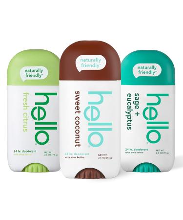 hello Deodorant Variety Pack (Sweet Coconut Fresh Citrus White Sage) & Unicorn Aluminum Free Deodorant for Women Girls Safe for Kids Dermatologically tested Natural Fragrance 2 Pack - Buy Online on GoSupps.com