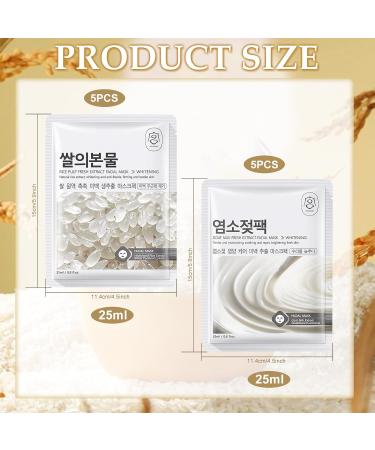 Znnhnn 10 Pieces Face Masks Set of 10 Goat Milk + Rice Cloth Masks Facial Mask Face Mask for Intensive Hydration Soothing Care and Skin Repair - Buy Online on GoSupps.com