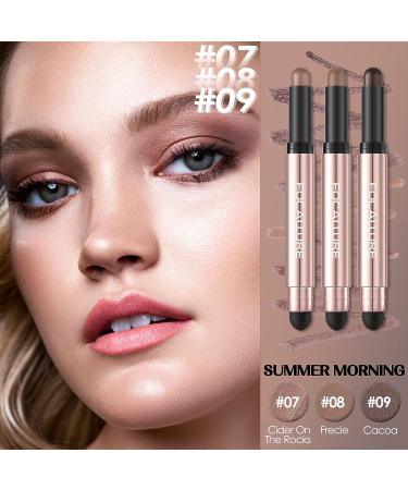 FOCALLURE 3 Pcs Eyeshadow Stick Set - Shimmer/Matte Eye Shadow Crayons with Blending Sponge Brush for Long-Lasting Waterproof Brightening Makeup - Buy Online on GoSupps.com