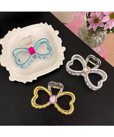 Buy Souarts Butterfly Flowers Hair Clip - Non-Slip Metal Hair Clips for Girls & Women - Stylish Hair Claws in Yellow White & Blue - Buy Online on GoSupps.com