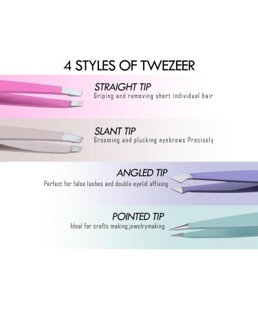 4-Piece Professional Tweezers Set for Men and Women - Precision Eyebrow Plucking, Ingrown Hair Removal, Blackhead & Tick Removal - Buy Online on GoSupps.com