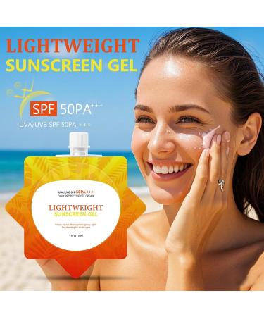  Mimoqk Sunscreen Gel UV Protection Cream SPF 50+ Sunblock Sweat-Resistant Moisturizer Lightweight Non-Greasy 50 ml Tube for Travel Outdoor Camping Sports - Buy Online on GoSupps.com