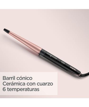 Babyliss Rose Quartz Conical Curling Iron C454E - 13-25mm Cone for Natural Curls & Beach Waves - Pink Black - International Shipping - Buy Online on GoSupps.com