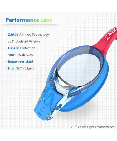 ZABERT K20 Kids Swimming Goggles 100 UV Protection Anti-fog with Travel Bag - 4.2pack Blue Yellow and Blue Red - Ages 3-14 - Buy Online on GoSupps.com
