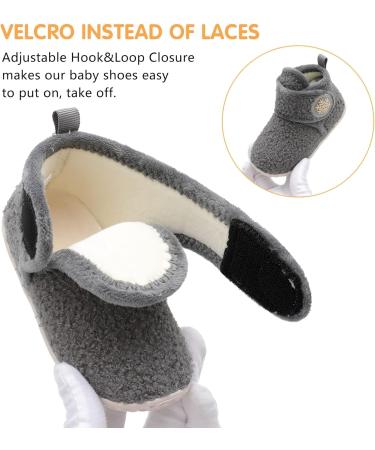 JIASUQI Baby Winter Boots | Infant Cozy House Slippers for Newborns | Anti-Skid Toddler Soft Socks | Grey | 0-6 months - Buy Online on GoSupps.com