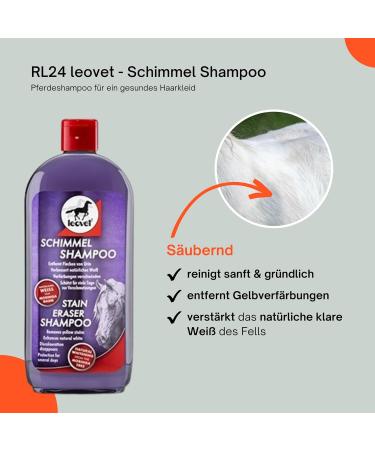 RL24 leovet Anti Mould Shampoo for Horses for Healthy Coat | Horse Shampoo | Gentle Cleaning Removes Yellow Discolouration | Horse Care | 1 x 500ml Bottle - Buy Online on GoSupps.com