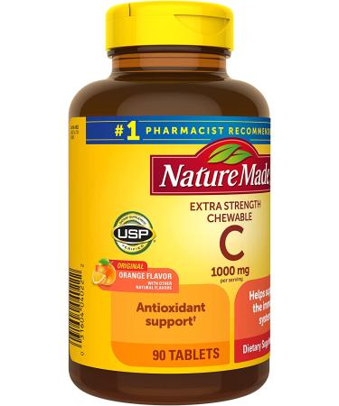Nature Made Extra Strength Chewable Vitamin C 1000mg - Immune Support Supplement, 90 Tablets - Buy Online on GoSupps.com