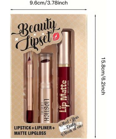 Lipstick and Eyeliner Set - Lipstick and Lip Liner Set | High Pigment Matte Lipstick | Smudge-Proof Lip Gloss for Natural Makeup Non-Stick Cup - Buy Online on GoSupps.com