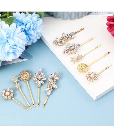 10-Piece Crystal Hair Pin Set - Vintage Rhinestone Bobby Pins in Gold Tone for Women and Girls Hair Decoration - Metal Hair Accessories - Buy Online on GoSupps.com