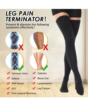 Beister 15-20 mmHg Compression Stockings for Men & Women | Dot Silicone Band Thigh High Graduated Support for Varicose Veins & DVT | Black 3X-Large - Buy Online on GoSupps.com