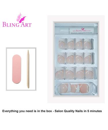 Bling Art False Nails - French Manicure White Glitter | 24 Medium Tips with Glitter Stars | International Shipping - Buy Online on GoSupps.com