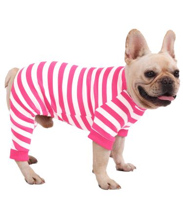 Uadonile Dog Pajamas,95% Cotton Thermal Jumpsuit,Comfortable Striped PJS,Size from XS-XXXL,for Small Large Dog Breeds,Pink,Extra,S. S(16'') Pink+White Strip