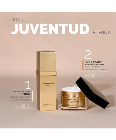 Atashi | Eternal Youth Ritual | L Essenza Eterna Anti-Aging Serum + Redensifying Moisturizing Cream SPF 15 + Free White Nail Polish Kit | Rejuvenates and Protects Your Skin | 30 ml + 50 ml - Buy Online on GoSupps.com